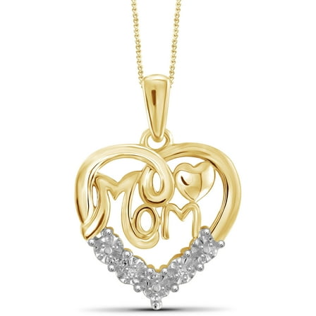 JewelersClub Mom Necklace 14K Gold Plated Necklace for Women – Beautiful Accent White Diamonds   14K Gold Plated Mother Daughter Necklace – Mothers Day Gifts Necklaces for Women