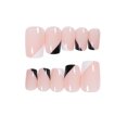 thumbnail image 2 of Fofosbeauty 24pcs Short Square Press on Nails, Full Cover Fake Nails, French B&W Deep V, 2 of 7