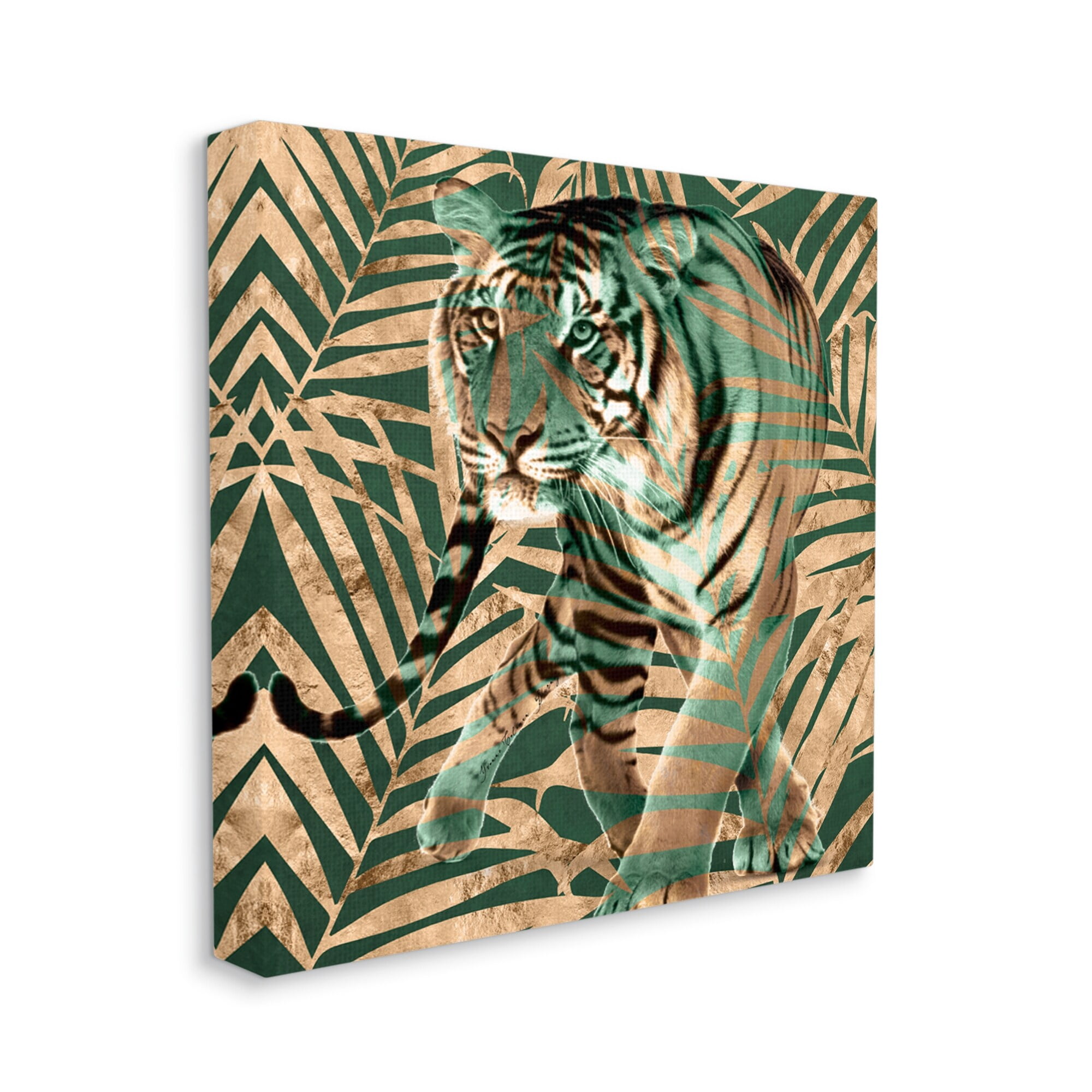Stupell Industries Fierce Tiger Layered Savanna Leaves Pattern Graphic Art Gallery Wrapped Canvas Print Wall Art, Design by Yvonne Coleman Burney