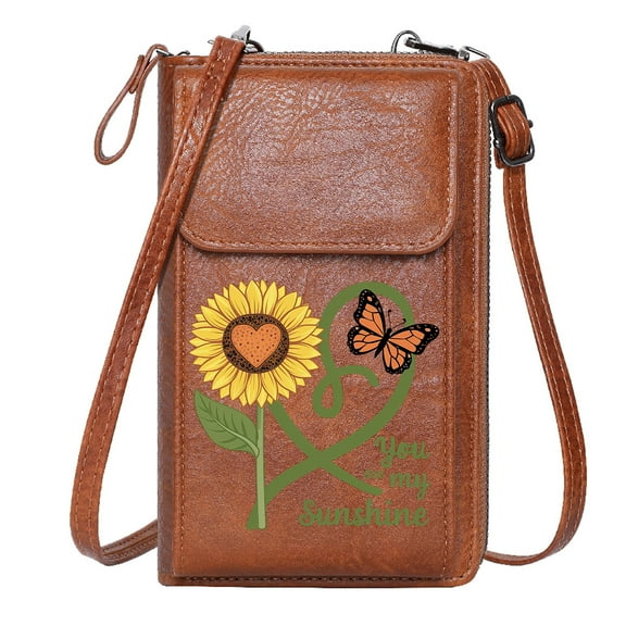 OIDERY RFID Blocking Zipper Phone Wallet Crossbody Bags for Women Love Sunflower You are my Sunshine Graduation Student Ideal Holiday Gift