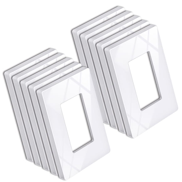 BESTTEN 10 Pack of 1-Gang Screwless Wall Plate, USWP6 Gloss Snow White Series, Decorator Outlet Cover, 11.91cm x 7.39cm, Switch Plate Cover for Light Switch, Dimmer, GFCI, USB Receptacle
