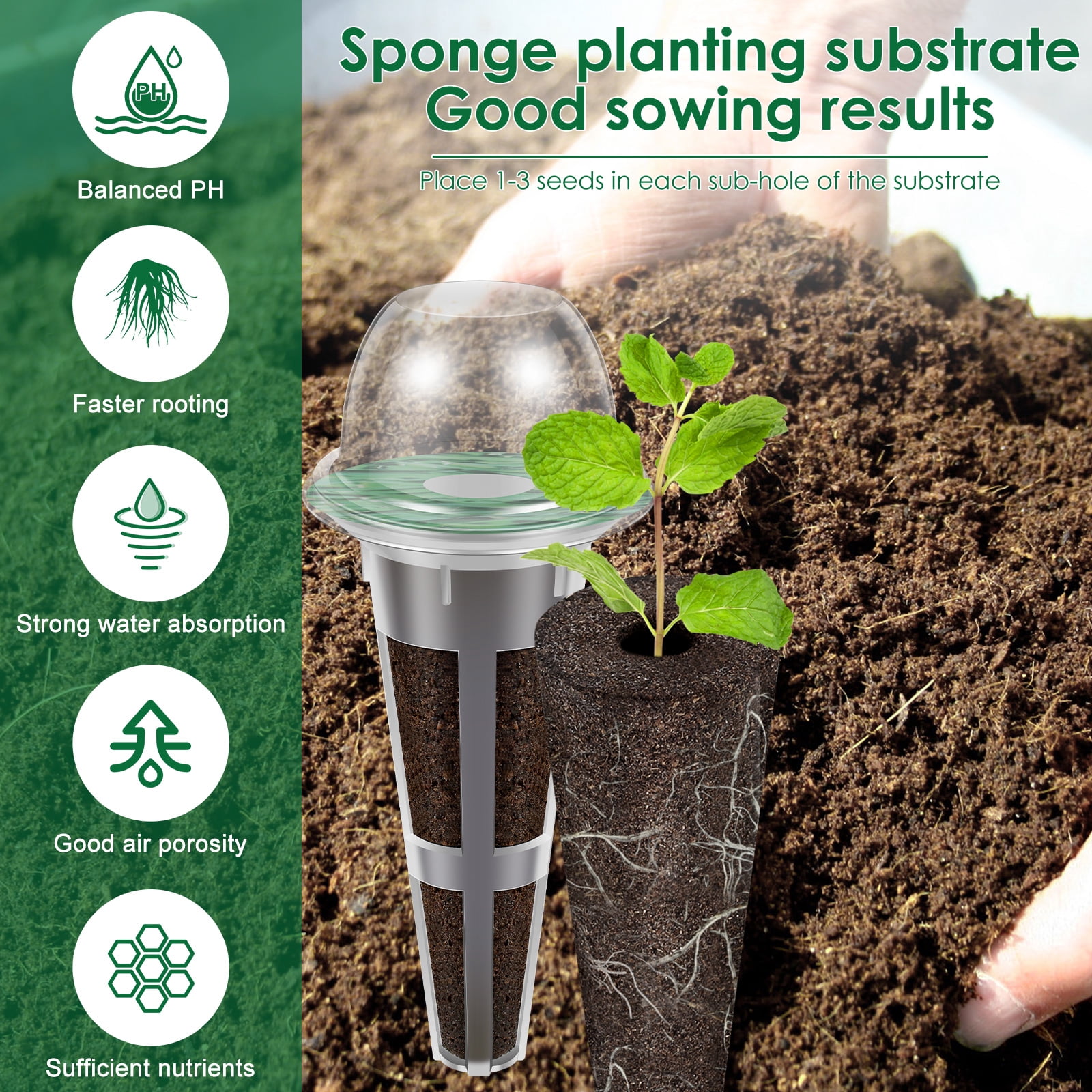 50Pcs Hydroponic Pods Kit with 50 Seedling Soil, 50 Labels, 1 Tweezer - Indoor&Outdoor for Herbs, Veggies&Flowers, Fits Aerogarden&Most Herb Gardens