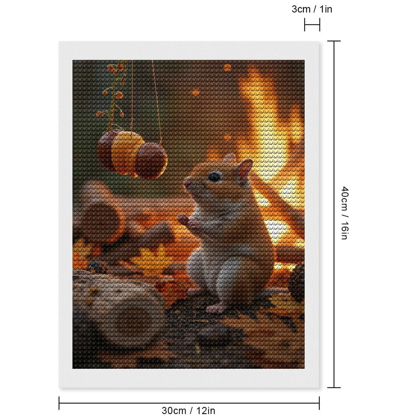 Diamond Art Kits for Adults, Small Animal Autumn Bonfire Scene 5D Diamond Painting Kits for Adults Beginners, DIY Full Drill Diamond Painting, Gem Art and Crafts 12x16
