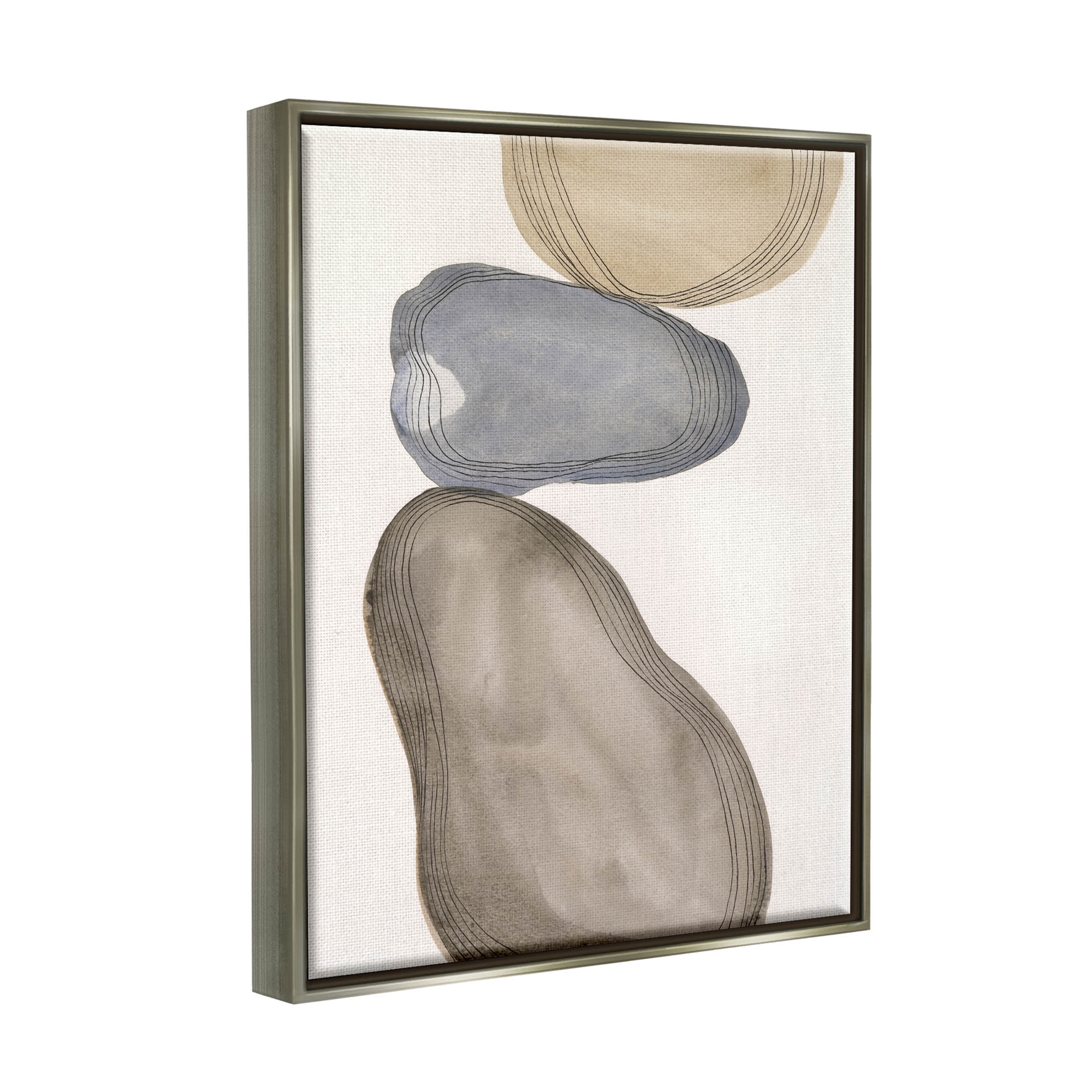 Stupell Industries Modern Geometric Shapes Composition Graphic Art Luster Gray Floating Framed Canvas Print Wall Art, Design by Laura Marr