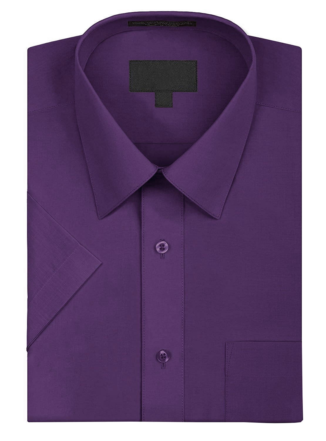 Short Sleeve Dress Shirt (Purple, 4XL ...