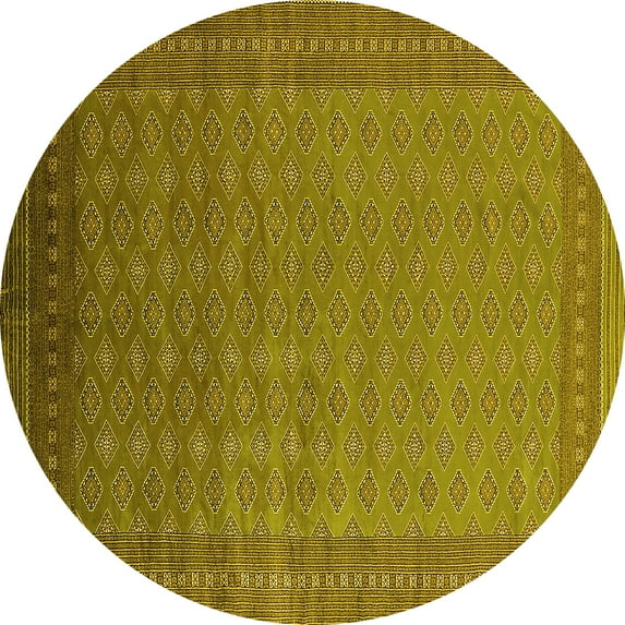 Ahgly Company Indoor Round Oriental Yellow Industrial Area Rugs, 6' Round