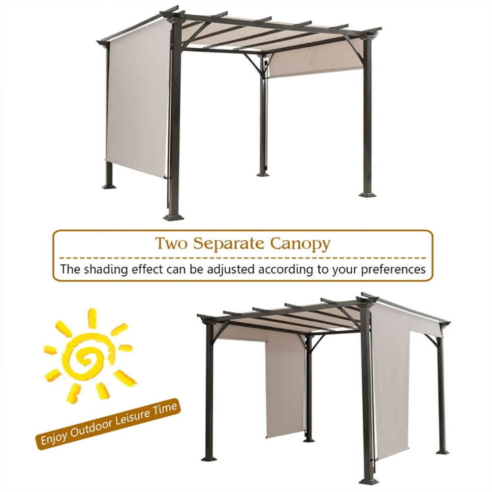 Aimee Lii 10 x 10 Feet Metal Frame Patio Furniture Shelter, Backyard Canopy Gazebo, Beige Aimee Lii 10 x 10 Feet Metal Frame Patio Furniture Shelter, Backyard Canopy Gazebo, Beige