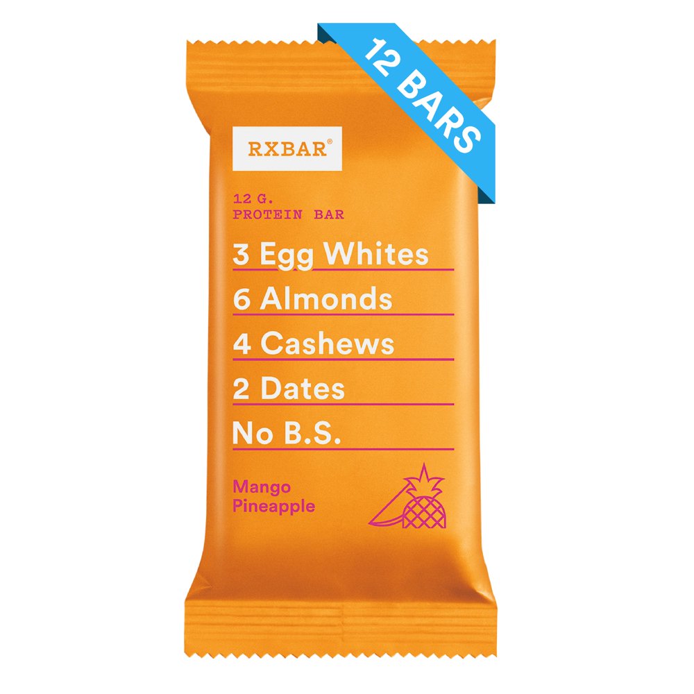 RXBAR Mango Pineapple Whole Food Protein Bar, Gluten Free, 12 Ct