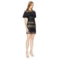 thumbnail image 2 of Halston Heritage Women's Short Sleeve Pleated Lace Dress with Beading, Black, 4, 2 of 4