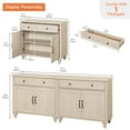 thumbnail image 2 of Light Beige Farmhouse TV Stand for 75 inch TV with 4 Doors and 2 Drawers, 2 of 6