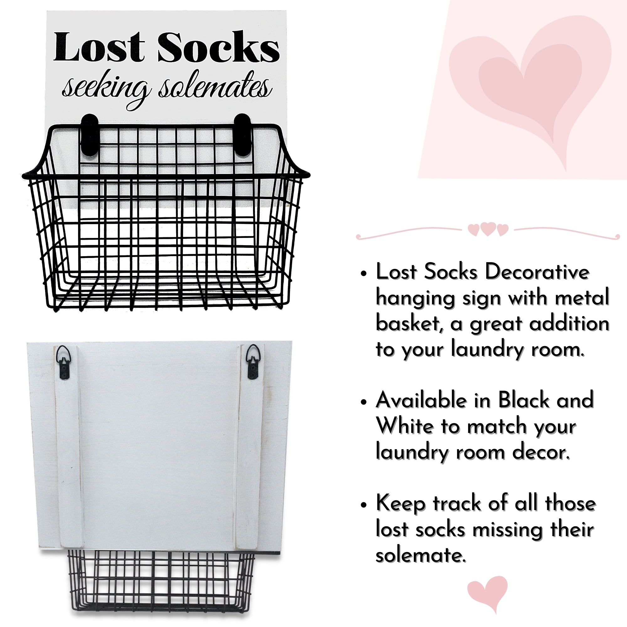 "LOST Socks Seeking SOLEMATES" Rustic Wall Stenciled Hanging Wooden Sign Laundry 