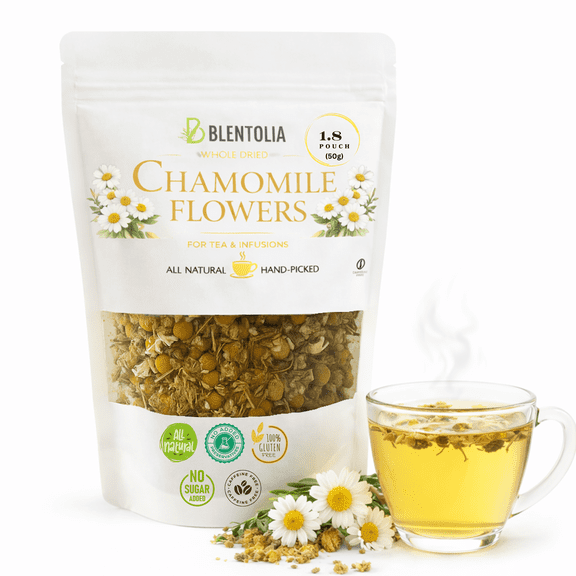 Dried Chamomile Flowers – 100% Natural Herbal Tea – Whole Blossoms for Calming Sleep, Relaxation, and Wellness – Caffeine-Free, Non-GMO (1.76 oz / 50g)
