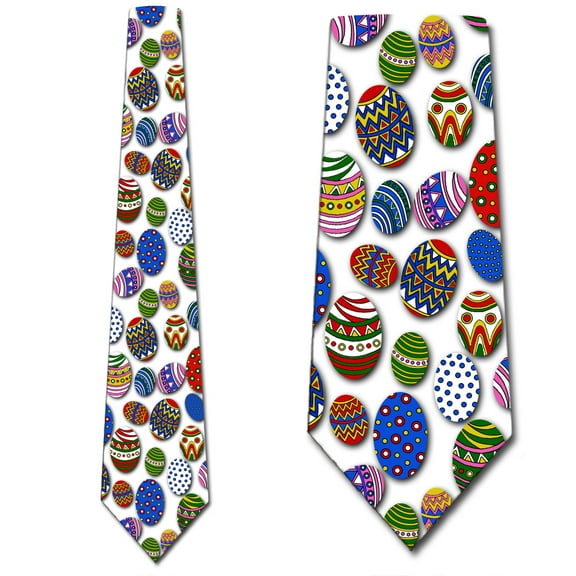 Easter Eggs Allover (White) Necktie Mens Tie by Three Rooker