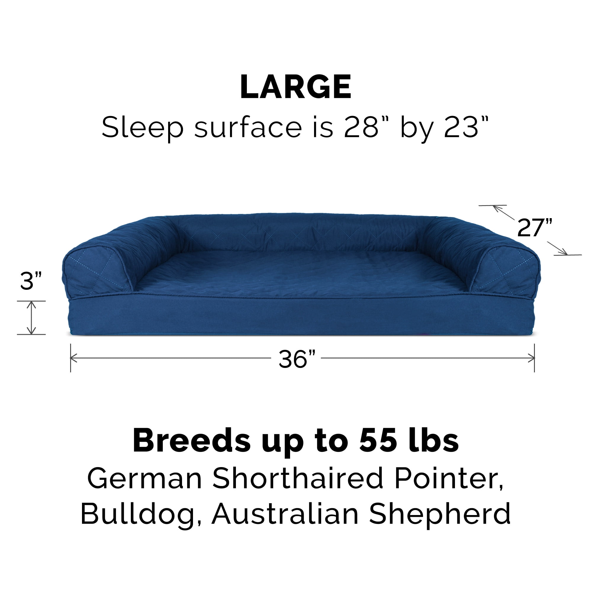 FurHaven Pet Products Quilted Orthopedic Sofa Pet Bed for Dogs & Cats - Navy, Large