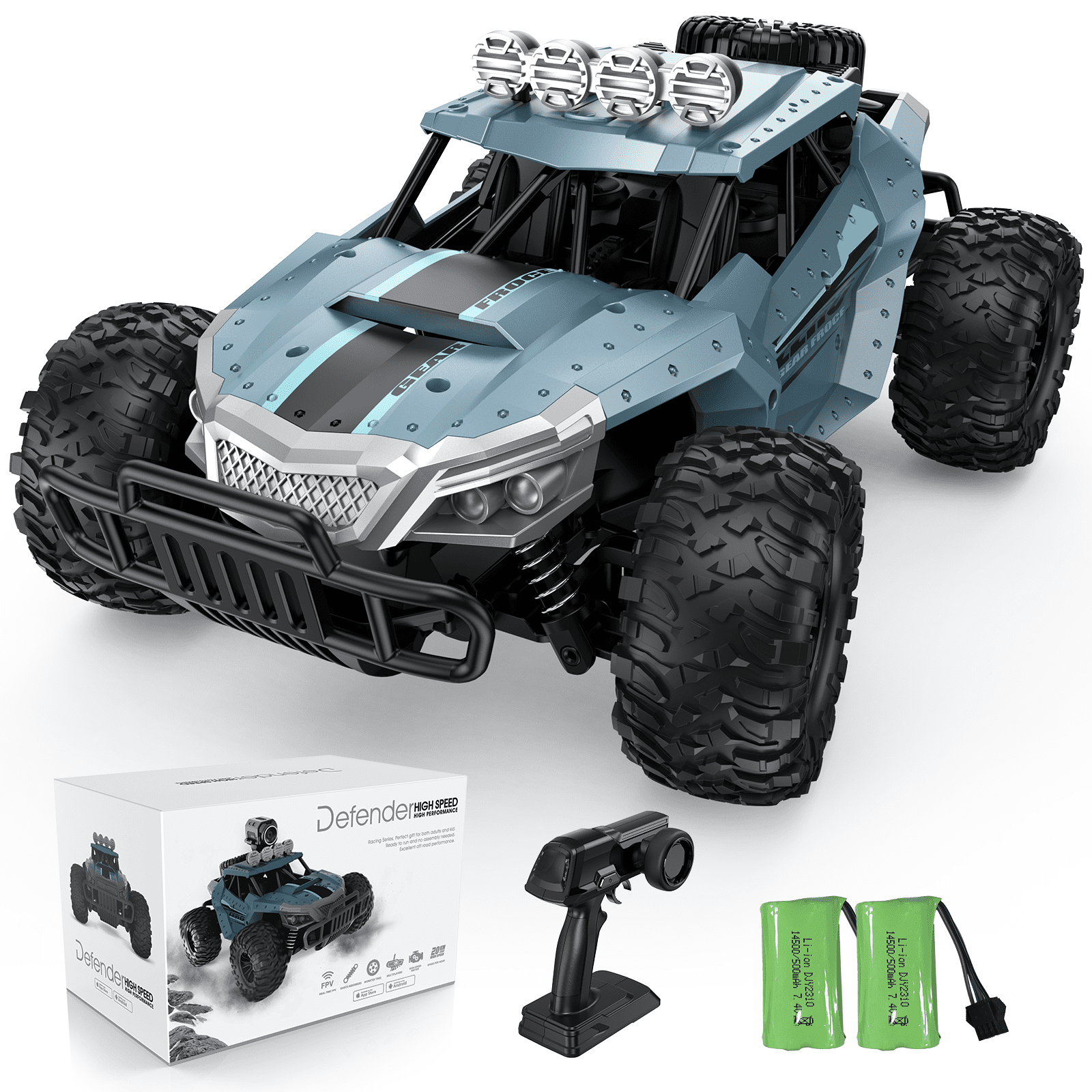 AUOSHI 1:16 RC Car for Kids & Adults, 15MPH Fast Off-Road Remote Control Truck, Up to 50 Min Playtime, 2.4GHz, 2 Rechargeable Batteries, 80m Range, Oversized Tires, All-Terrain, Blue