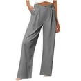 thumbnail image 2 of ClodeEU Wide Leg Pants For Women, High Elastic Waisted in The Back Business Work Trousers, Straight Leg Suit Pants Gray,Womens Plus M, 2 of 8