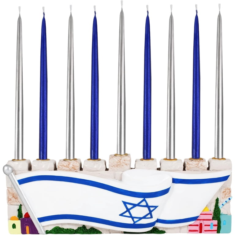 Western Wall & Israeli Flag Hanukkah Menorah photo 2