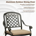 thumbnail image 4 of 4-PCS Cast Aluminum Patio Dining Chairs, All Weather Patio Bistro Dining Chairs Set of 2 with Armrests & Cushion, Stackable Patio Dining Chairs for Garden, Balcony, Deck, Bronze (With Cushion), 4 of 5