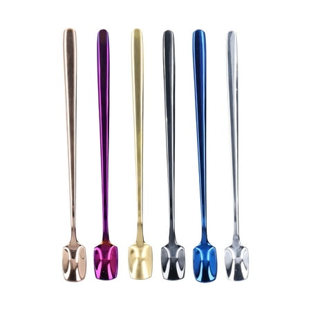 

6 Pcs Dessert Spoon 304 Stainless Steel Mixing Spoon Shovel Long Handle Thickened Spoon Set for Dessert Ice Cream 15cm