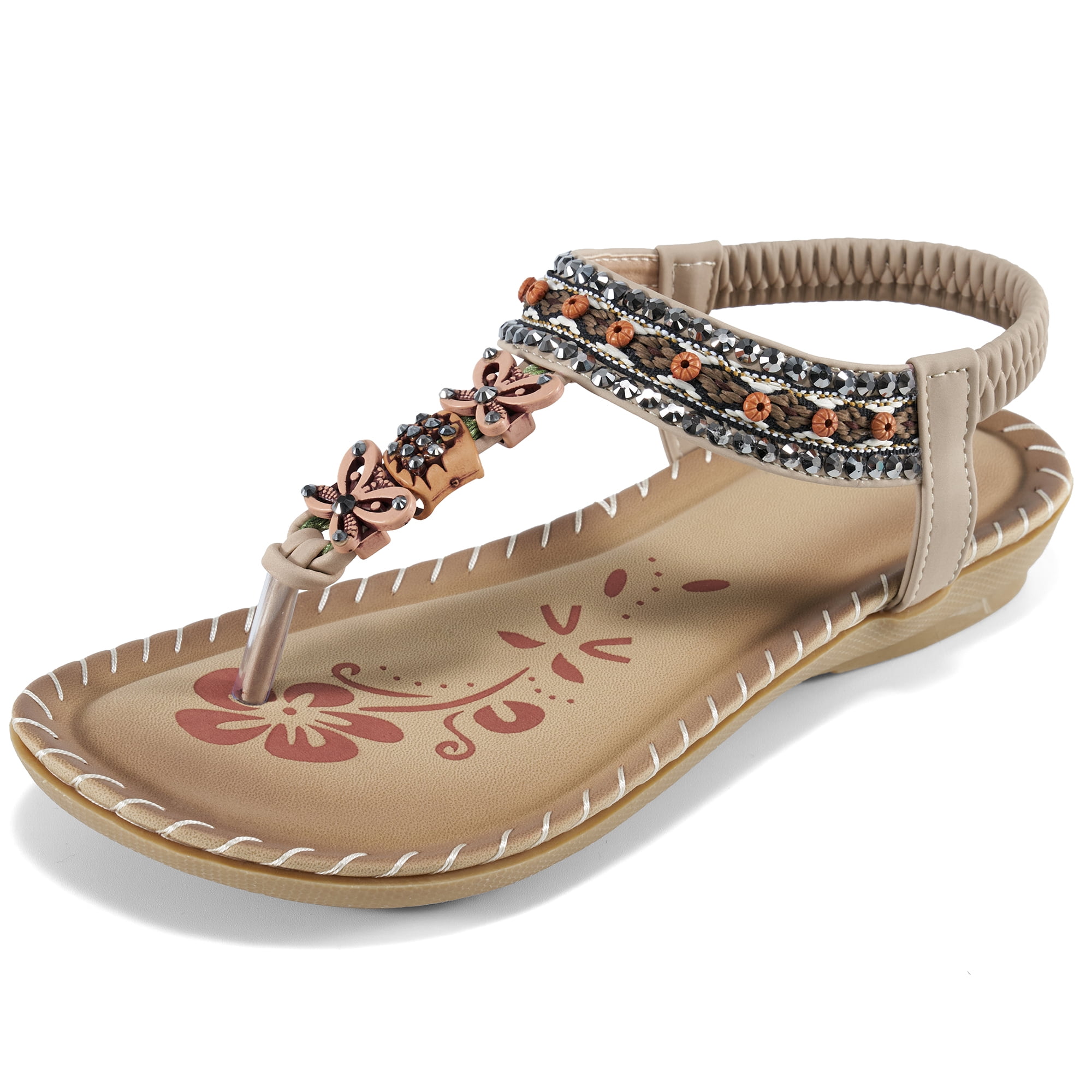 haoricu Womens Gladiator Roman Sandals Summer Casual Flat Beach Dress Flat Sheos Open Toe Vintage Flip Flops 