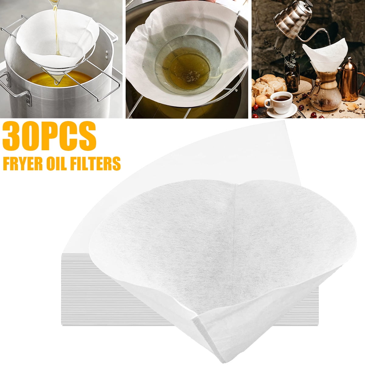 AYUSEB 30 Pack 10 Deep Fryer Oil Filters, Best Non Woven Cooking Oil  Strainer, Premium Maple Syrup Filter Set, Cones Commercial Filter for