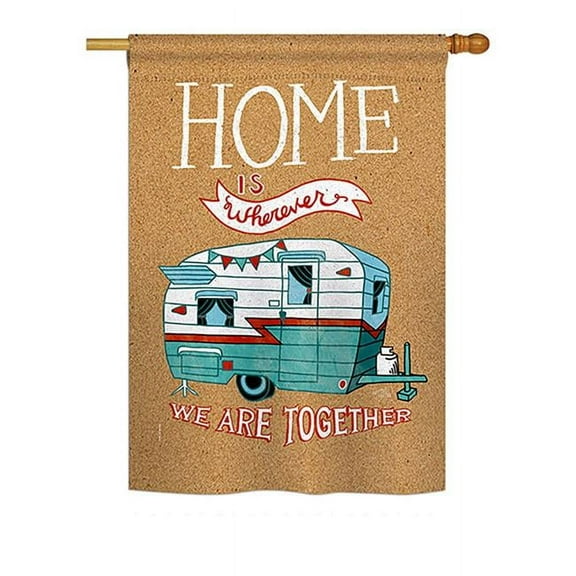 Breeze Decor BD-HB-H-109066-IP-BO-D-US18-WA H109066-BO Home is Wherever Camper Interests Hobbies Impressions Decorative Vertical 28 x 40 in. Double Sided House Flag