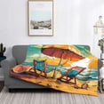 thumbnail image 6 of Throw Blanket for Couch Sofa and Bed, Vintage Beach Sunset Soft Plush Throw Blanket, Fuzzy Cuteness Comfy Warm Washable Flannel Blanket Throws for All Season, 6 of 8