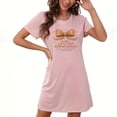thumbnail image 1 of Nexjvus Chemises de Nuit pour Femmes Manches Courtes Col Rond Robe Pyjamas Imprimé Floral Surdimensionné Chemise de Nuit Rose Taille S, 1 of 2