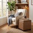 thumbnail image 3 of LEDREM Storage Ottoman with Hinged Lid, 14-Gallon Footrest Stool with Solid Wood Frame, 660lb Capacity for Living Room, Bedroom, Coffee Brown, 3 of 11