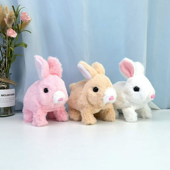 3Pcs Interactive Bunny Toys for Kids, Easter Rabbit Plush Interactive Toys, Bunny Toys Educational Interactive Toys Bunnies Can Walk and Talk, With Carrot Bunny Toys for Kids