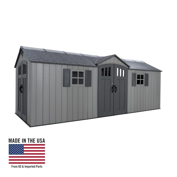Lifetime Polyethylene  Storage Shed, 184.4 sq. ft., 20 ft. x 8 ft., Gray (60456)