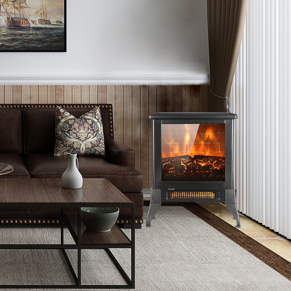 14" 1400w Fireplace Fake Wood, Heating Wire, One Rocker Flame Switch Button, One Rocker Heating Switch Button, One With Ntc Temperature Control Knob