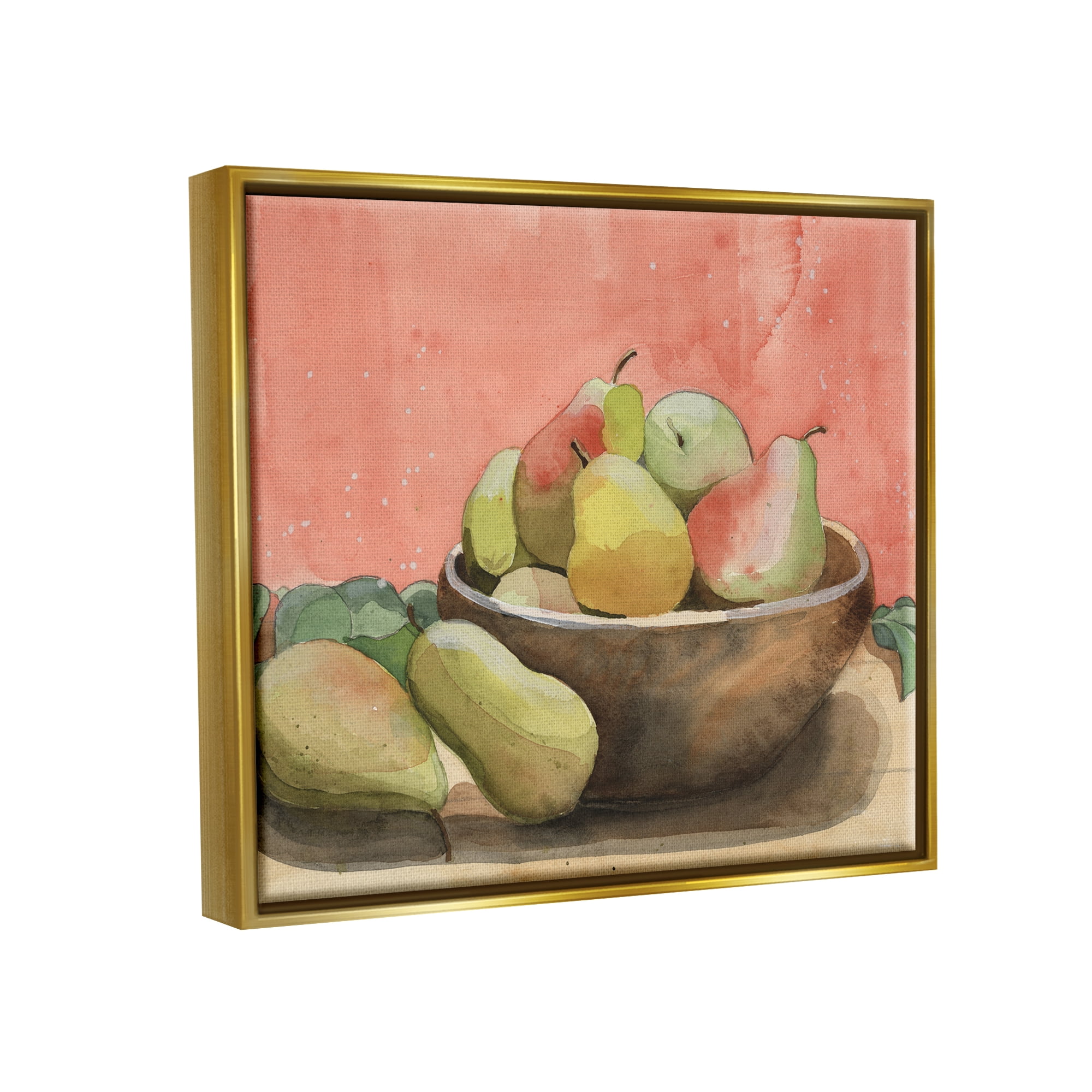 Stupell Industries Watercolor Pears Still Life Food & Beverage Painting Gold Floater Framed Canvas Art Print Wall Art, 31 x 25