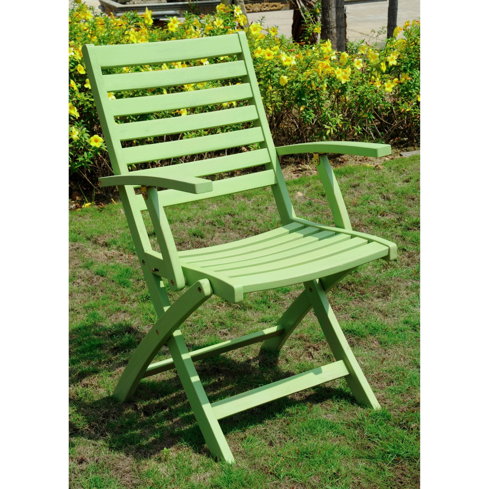 Chelsea Acacia Folding Ladder Back Patio Arm Chair Set of 2 Walmart