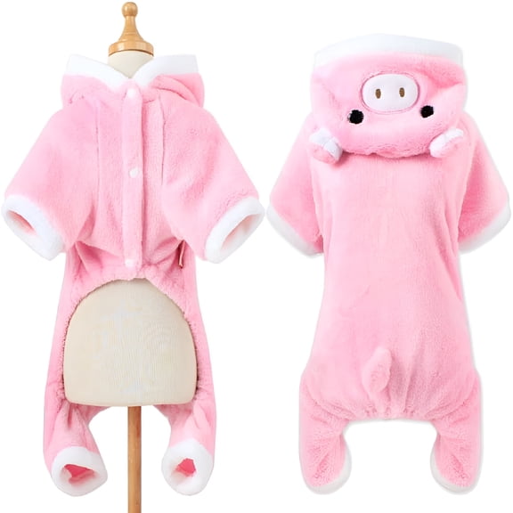 GASTROPOD Cute Small Dog Costume, Dog Pig Costume Pink Puppy Hoodie Clothes Warm Winter Coat for Halloween Christmas Cosplay Dog Costumes for Small Dogs