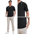 thumbnail image 5 of DARING DIVA Men's Formal Short Sleeved Zipper Slim Fit Classic Polo Shirts S Black, 5 of 5