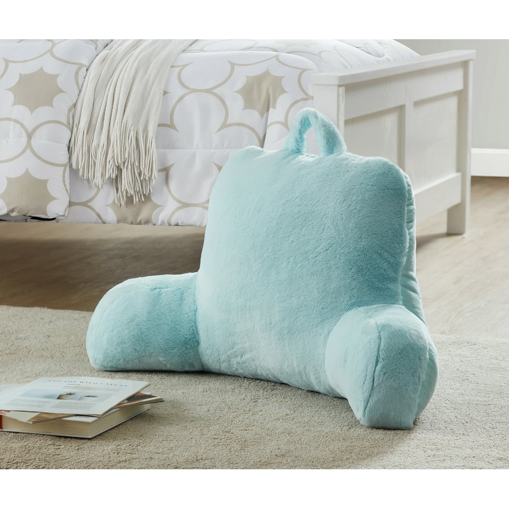 Mainstays Faux Fur Plush Backrest Pillow, Specialty Size, Aqua