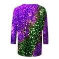 thumbnail image 5 of Aloohaidyvio Mardi Gras Shirts,Womens Crew Neck Mardi Gras T-Shirt Mask Print Party 3/4 Sleeve Tops, Mardi Gras Clothing, 5 of 6