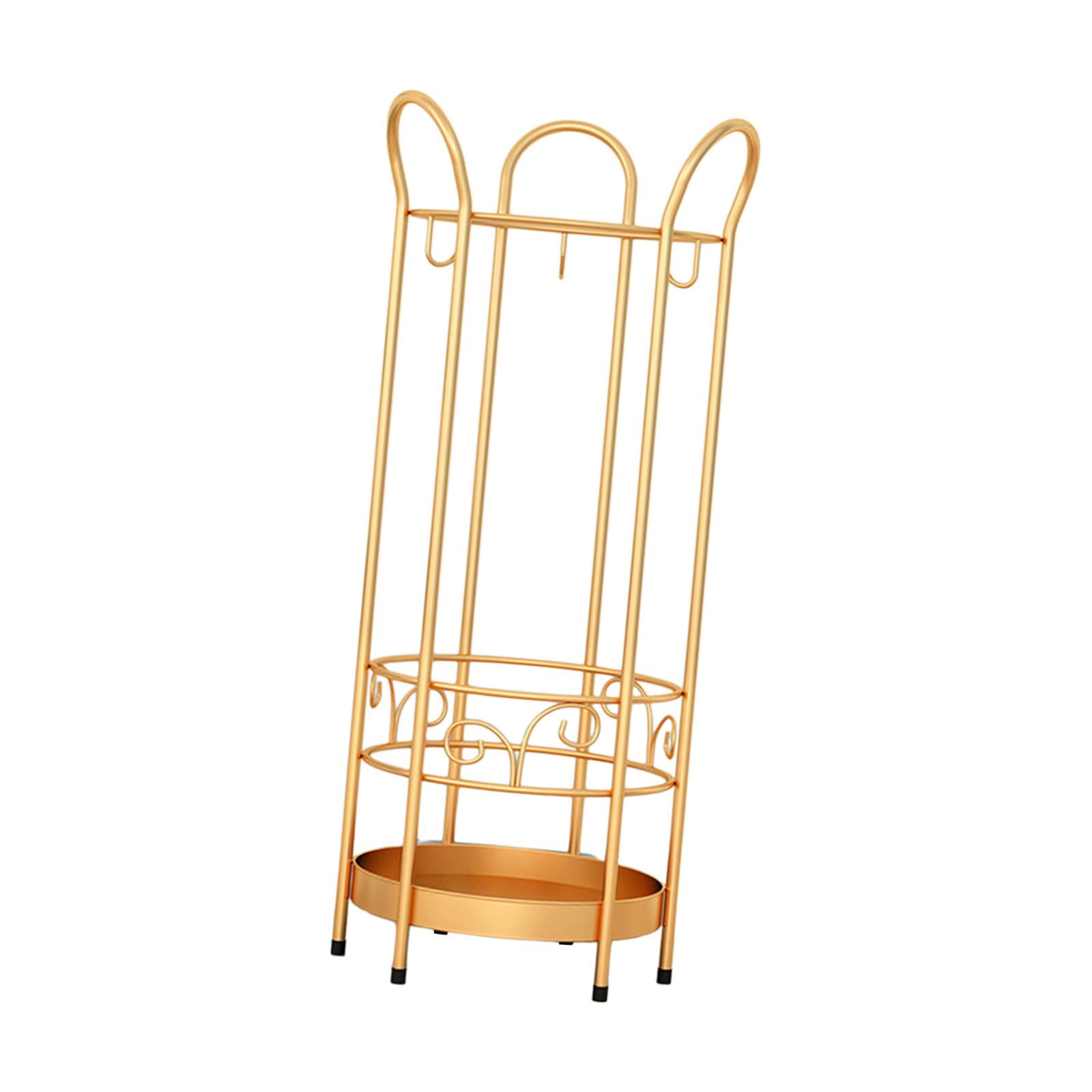 Fiocias Iron Round Umbrella Stand Rack Organizer 9.84x23.62inch Standing Umbrella Holder gold