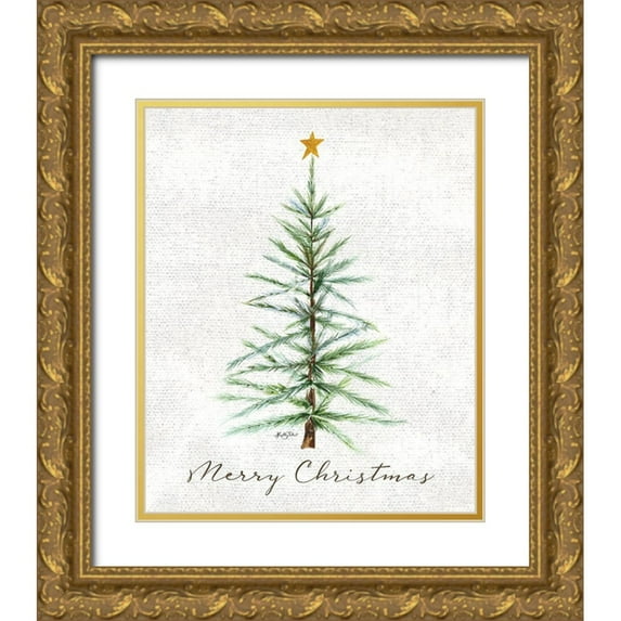 Talent, Kelley 20x24 Gold Ornate Wood Framed with Double Matting Museum Art Print Titled - Merry Christmas Pine Tree