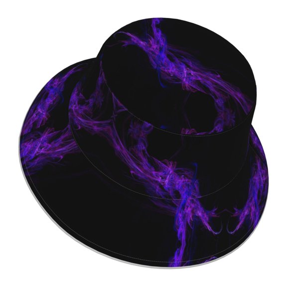 Black Purple Abstract Bucket Hat With Reflective Stripe For Men Women Reversible Outdoor Travel Hiking Beach Caps