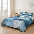thumbnail image 2 of King Quilt Set 96''x106'', Teal Blue Lightweight Bedspread Coverlet Set with 2 Pillow Shams, Modern Oil Painting Abstract Ombre Geometric Breathable All Season Quilt Bedding for Bedroom/Guest Room, 2 of 9