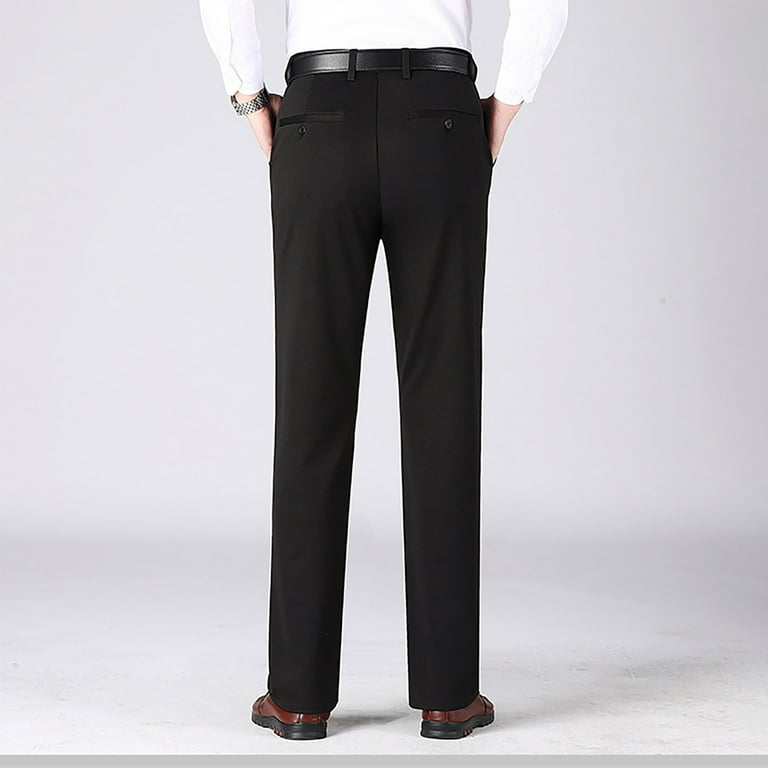 JNGSA Men's Slim-Fit Dress Pant Straight-Leg Flat-Front Trousers