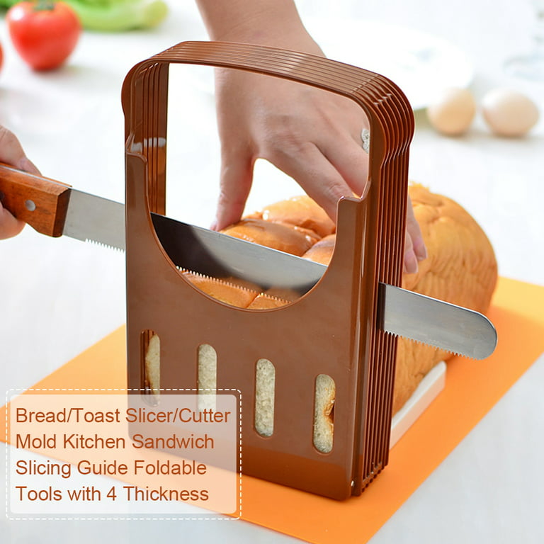 Bread Slicer Foldable Toast Slicer Adjustable Toast Loaf Slicing Machine  with Crumb Catcher Plastic Bread Cutting Guide Tools for Homemade Bread