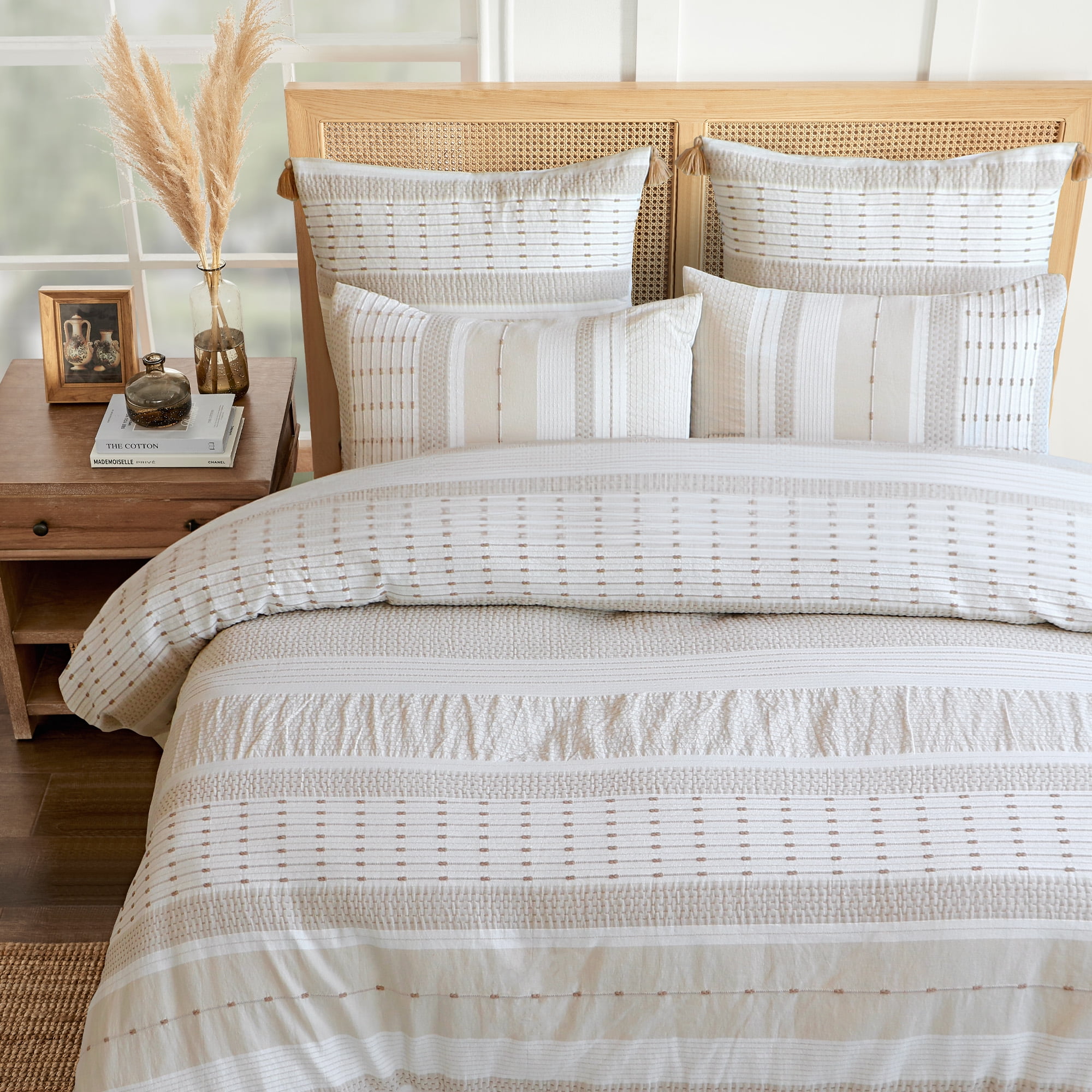 Levtex Home - Pickford Beige Duvet Cover Set - Full/Queen Duvet Cover + Two Standard Pillow Cases - Jaquard - Beige, Taupe and Cream - Duvet Cover (90 x 94in.) and Pillow Case (26 x 20in.) - Cotton