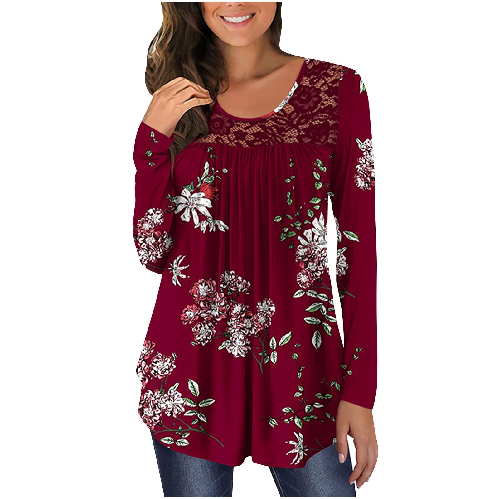 womens red tunic tops for leggings