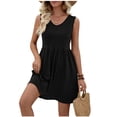 thumbnail image 3 of QATAINLAV Womens Casual Summer Dresses Beach Vacation Sleeveless Tank Dress Loose Flowy Tiered Sundress Black XXL, 3 of 10