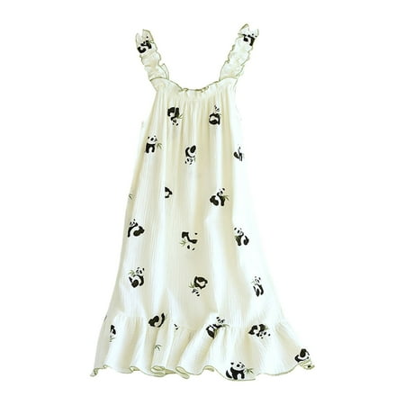 

Double Layer Crepe Wood Ear Suspenders Can Be Worn Outside Home In Summer Girls Mid Length Nightdress Summer Girl Clothes