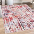 thumbnail image 1 of Grunge Decorative Rug, Abstract Paint Manifold Complicated Mixed and Lines Print Illustration, Quality Carpet for Bedroom Dorm and Living Room, 6 Sizes, Red White, by Ambesonne, 1 of 4
