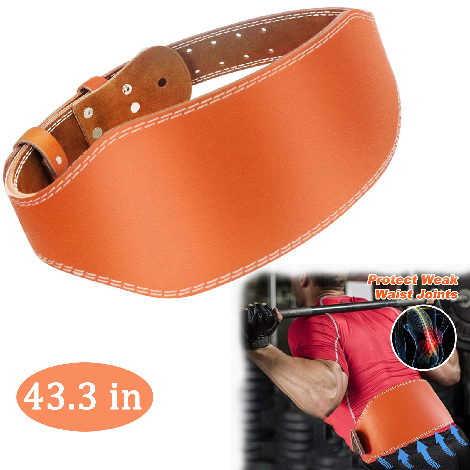 43.3" Long Weight Lifting Belt,Fixdono Power Lifting Leather for Max 35